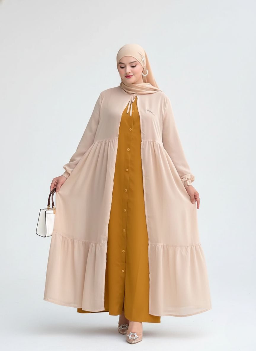 عباية يمامة أصفر خردلي/بيج