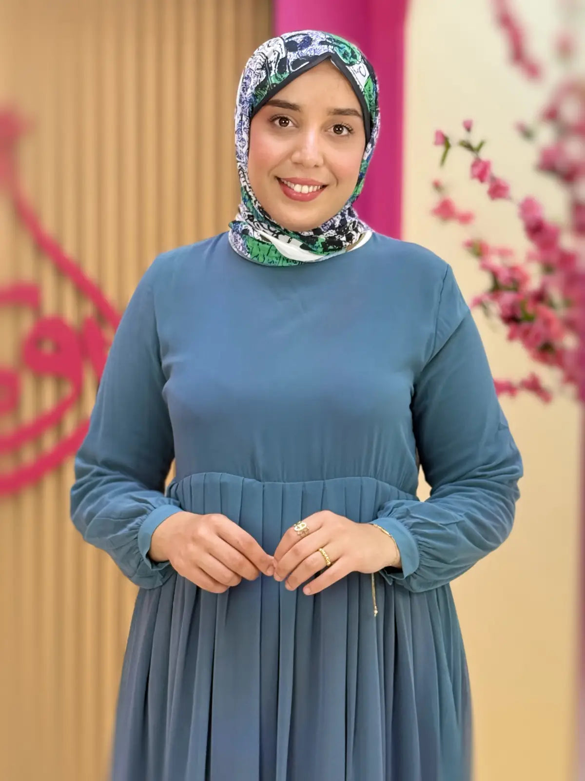 فستان سلسبيل ازرق رمادي