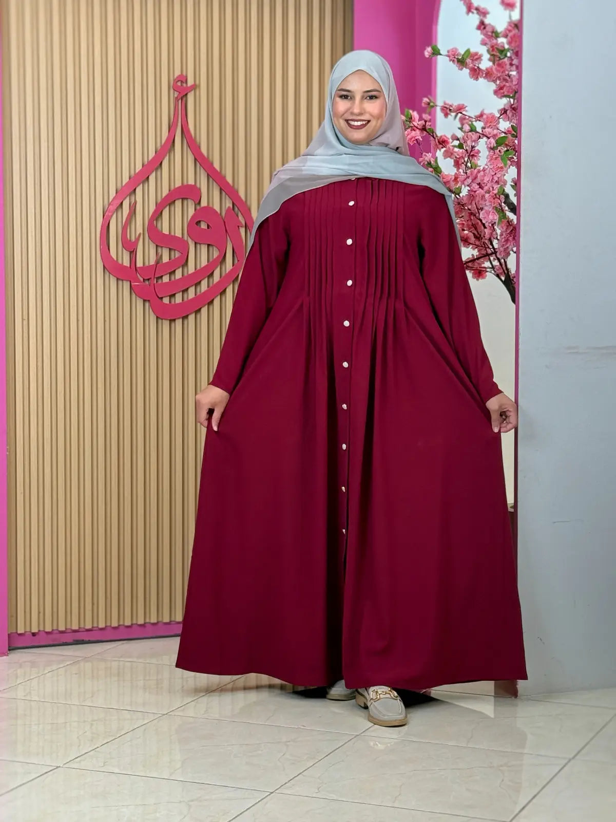 فستان ريماس عنابي