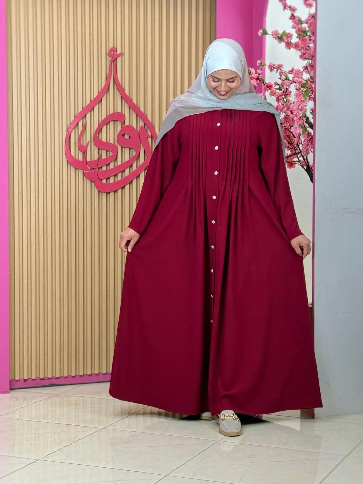 فستان ريماس عنابي