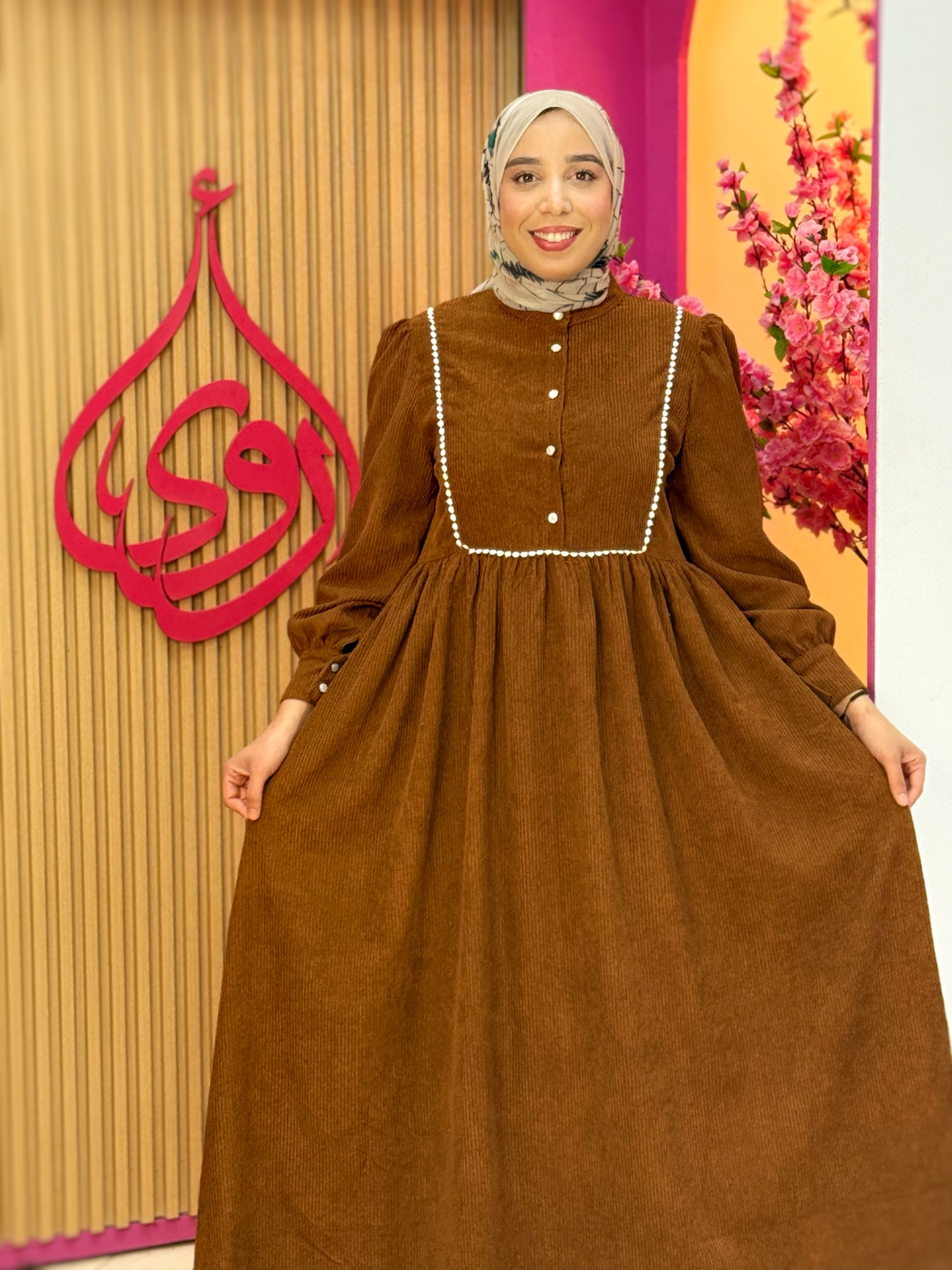 فستان ساندية بني