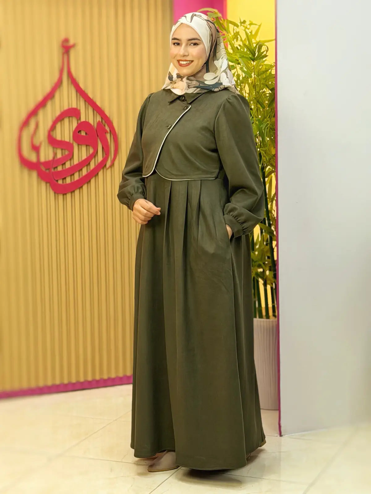 فستان طيب زيتوني