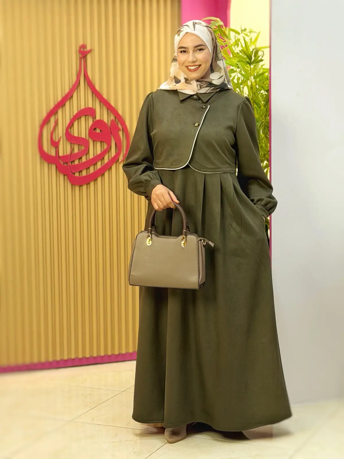 فستان طيب زيتوني