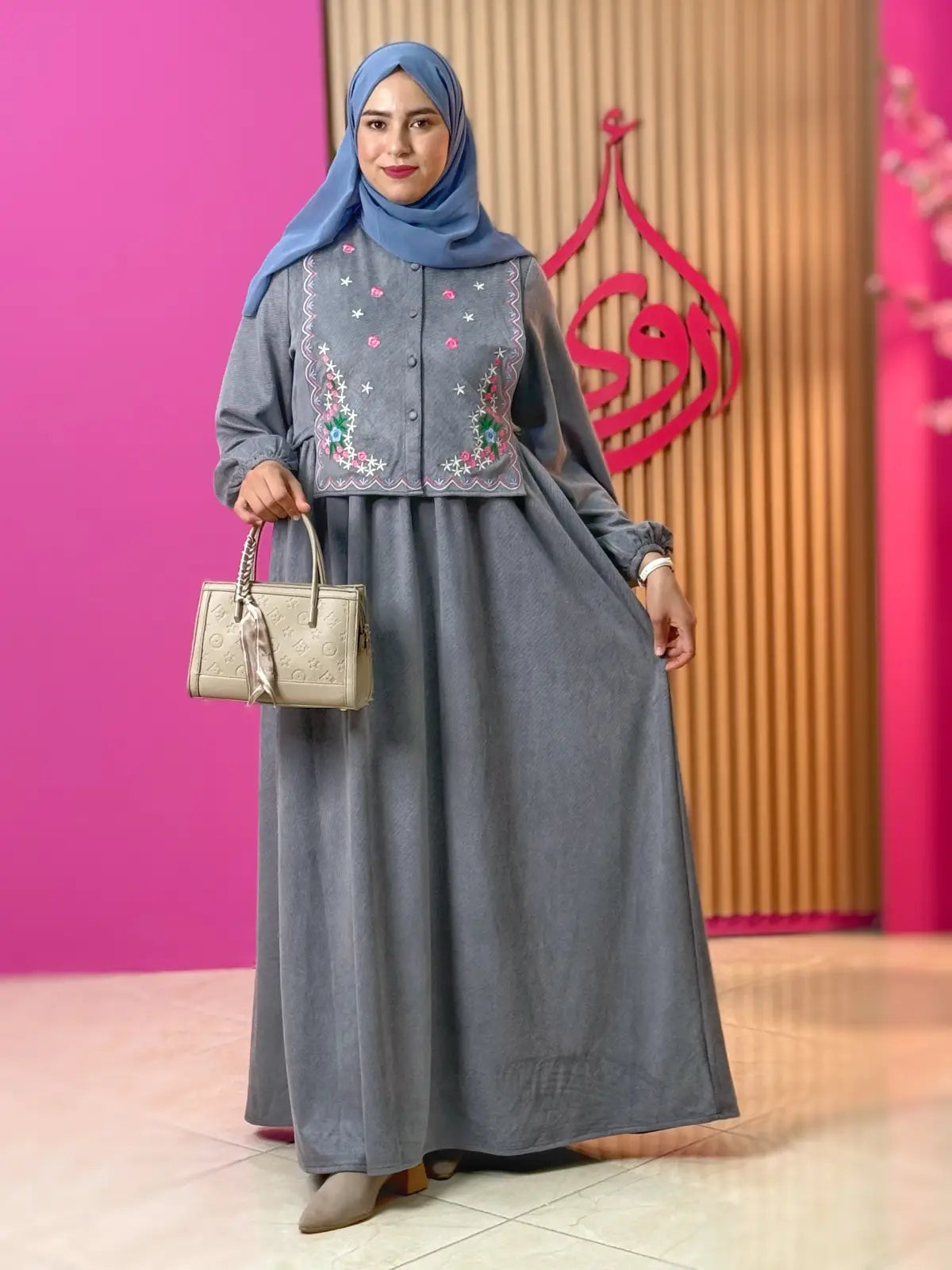 فستان ريمي رمادي