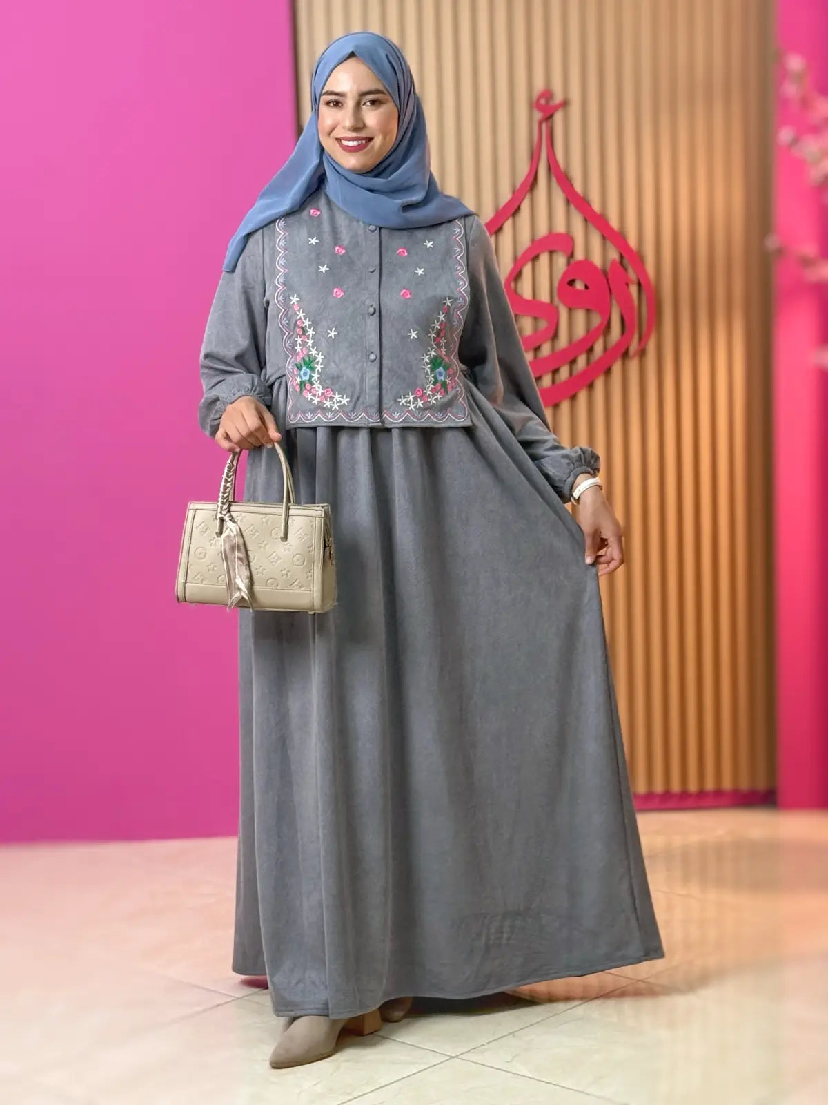 فستان ريمي رمادي