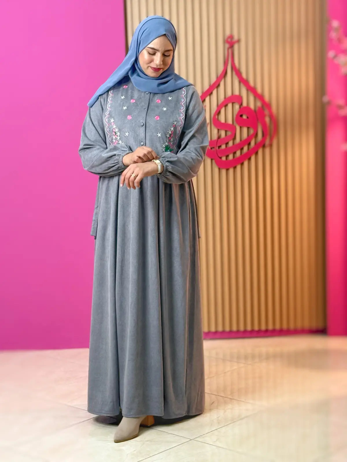 فستان ريمي رمادي