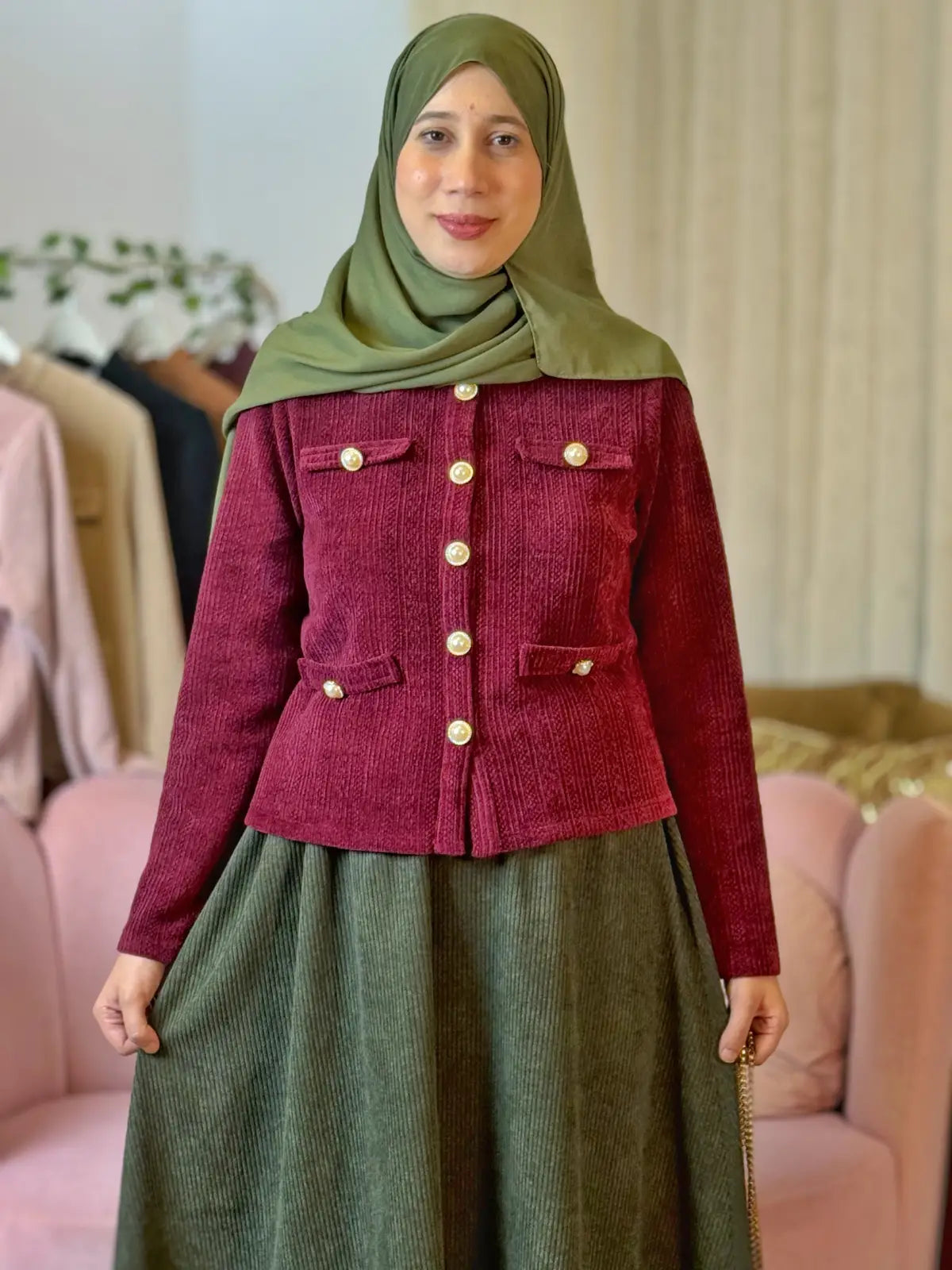 سترة فرح برغندي