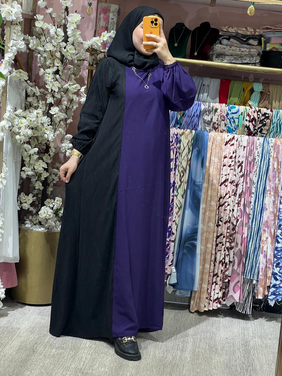 ABAYA BAHAR Mauve Noir