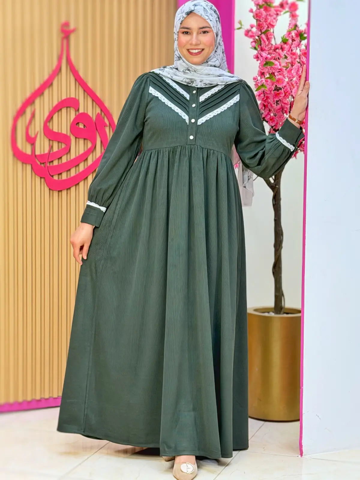 فستان تالة أخضر