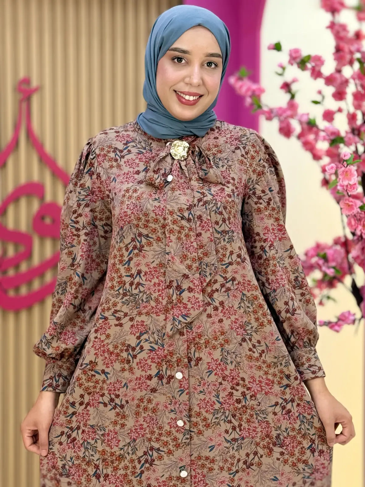 فستان راوية  بيج