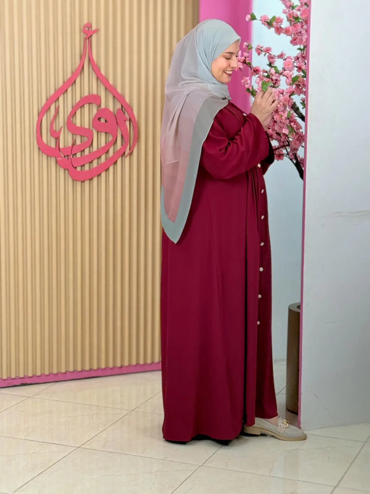 فستان ريماس عنابي