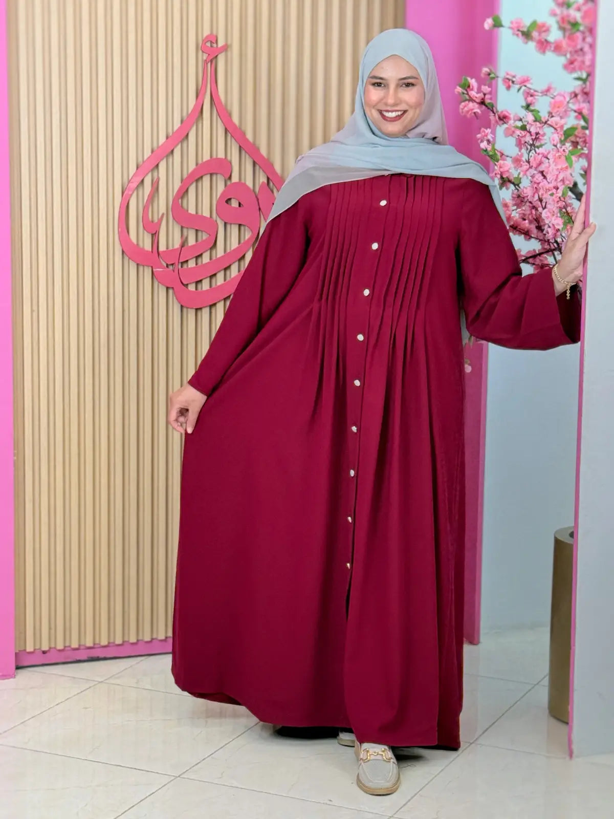 فستان ريماس عنابي