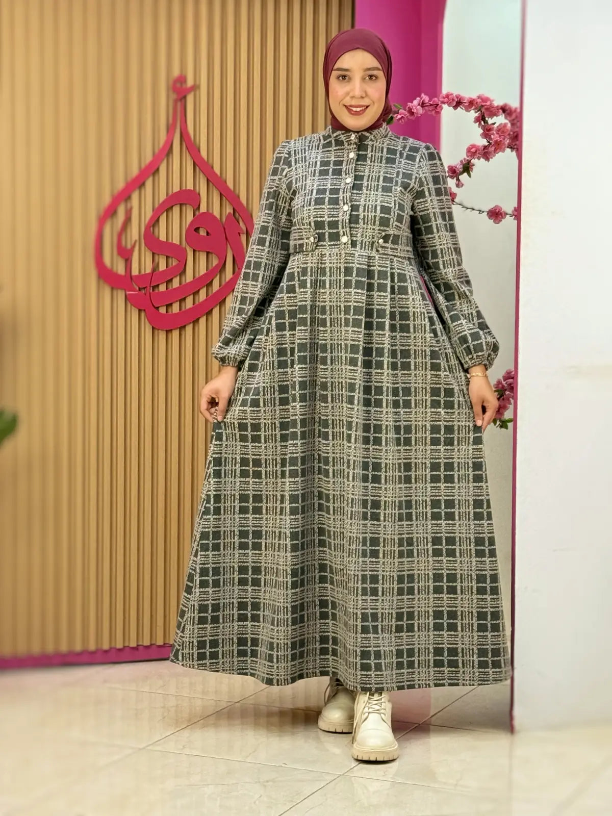 فستان دفئ رمادي