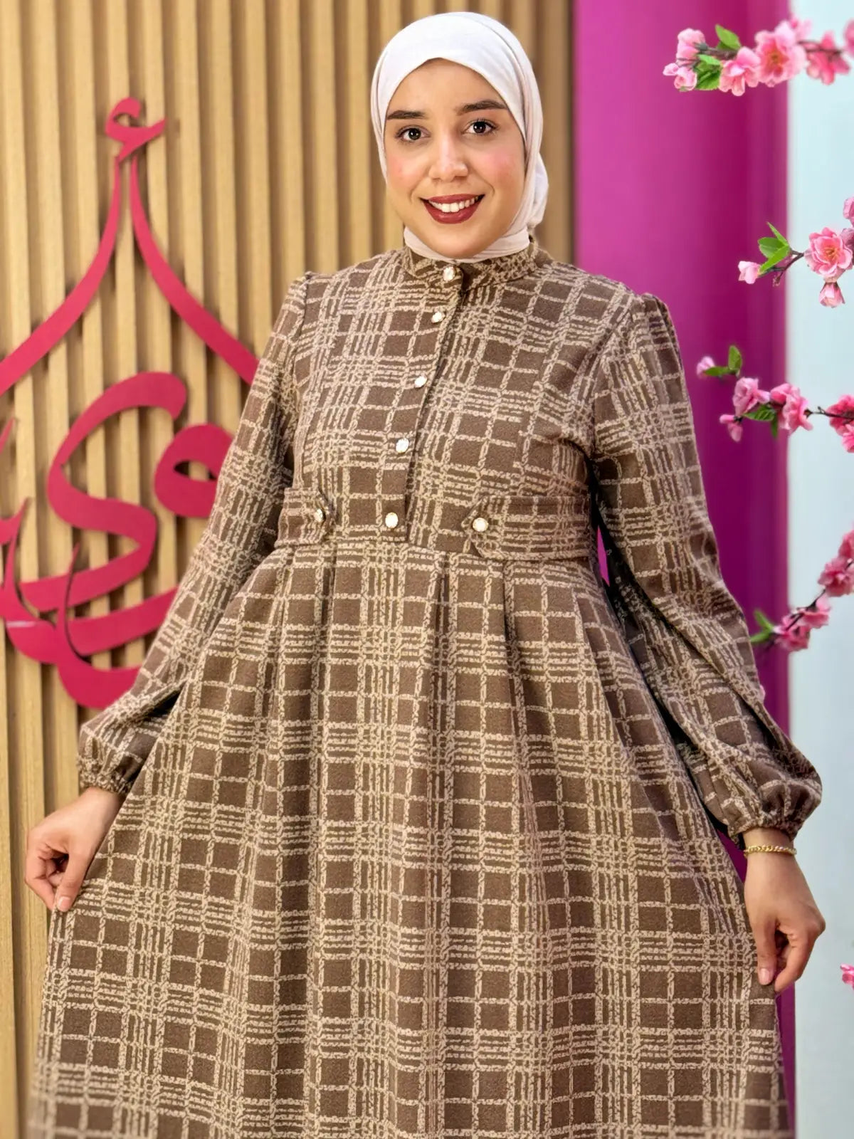 فستان دفئ بني