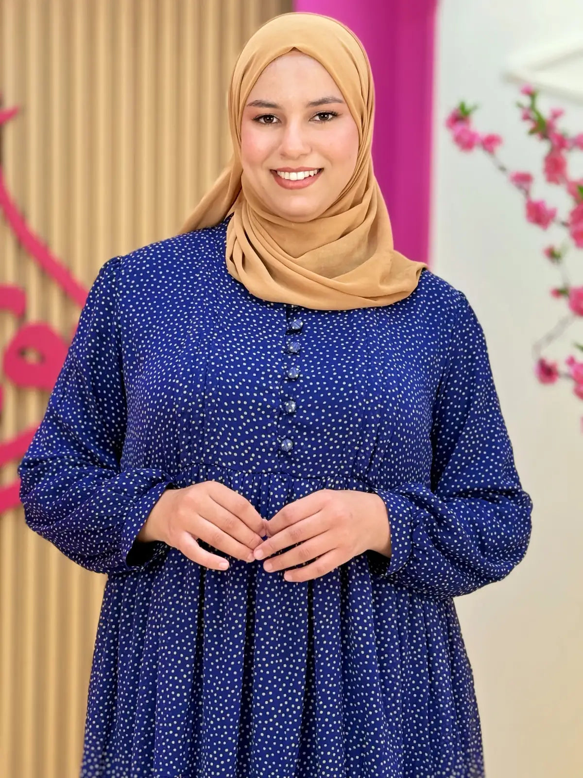 فستان نسمة أزرق منقط