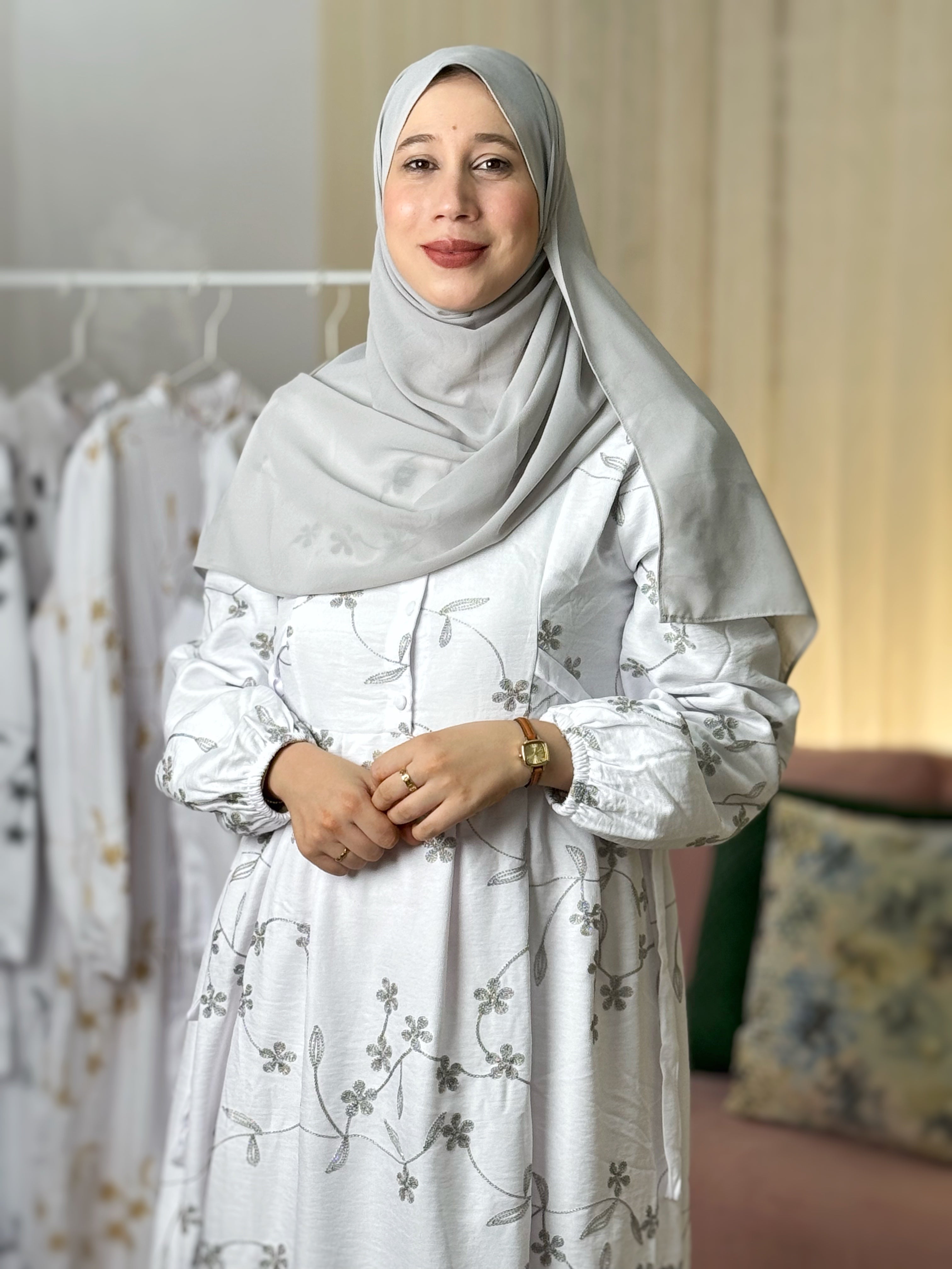 فستان همس رمادي