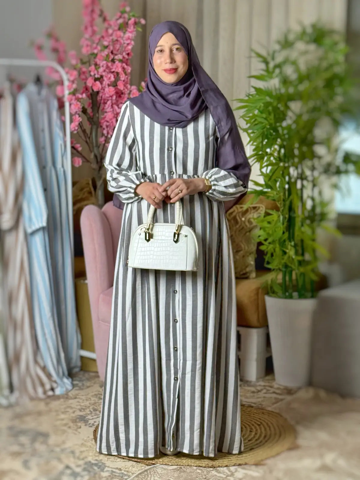 Robe BAHIA Rayée Gris