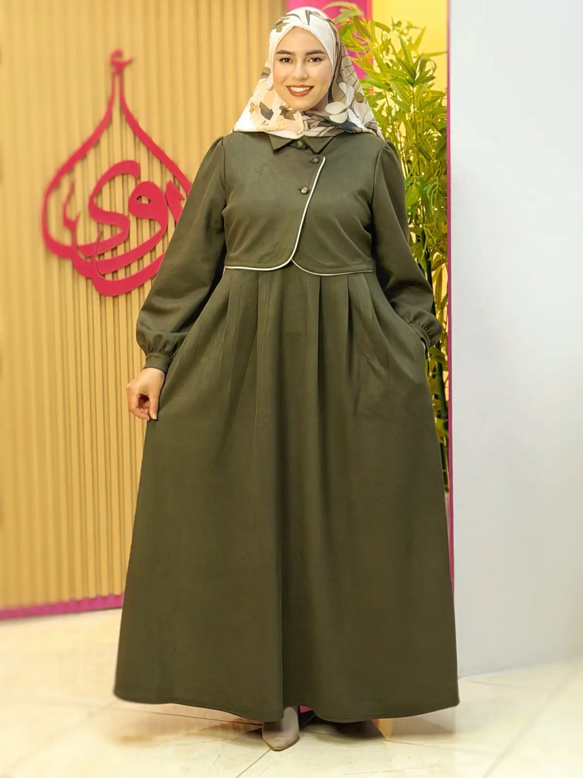 فستان طيب زيتوني