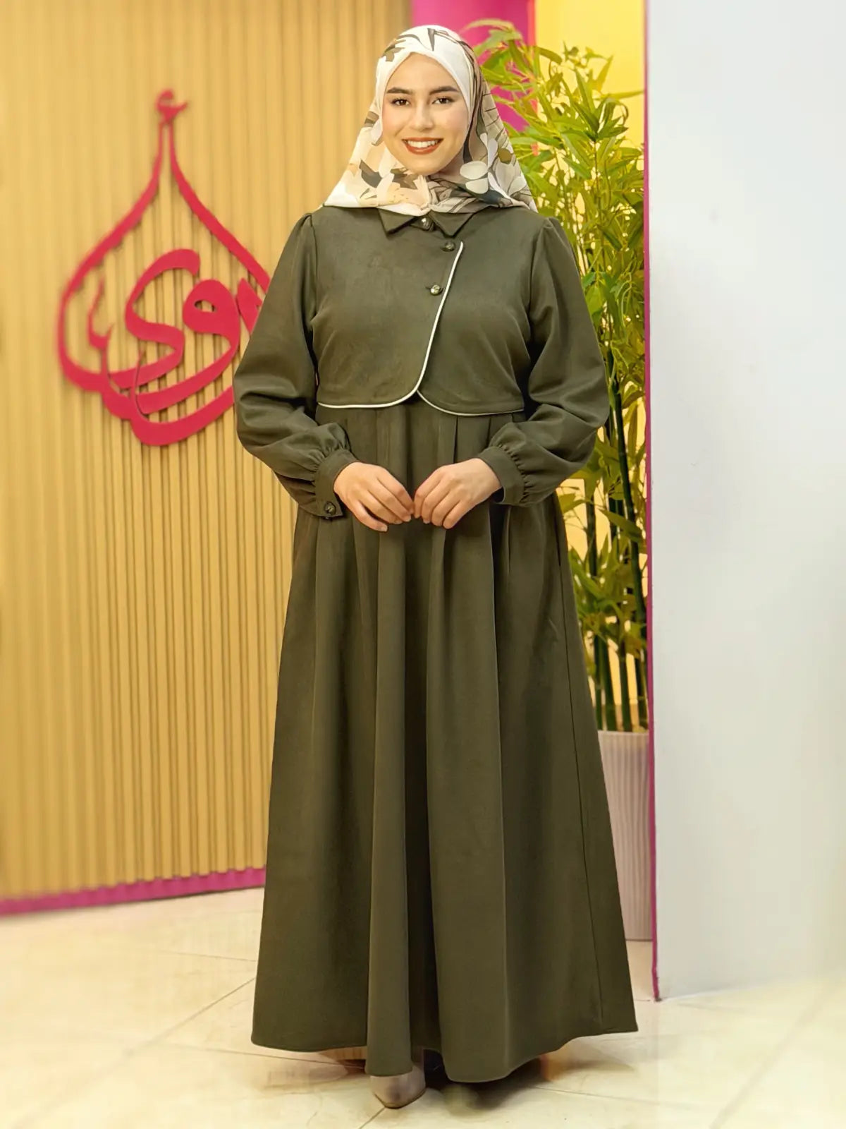 فستان طيب زيتوني