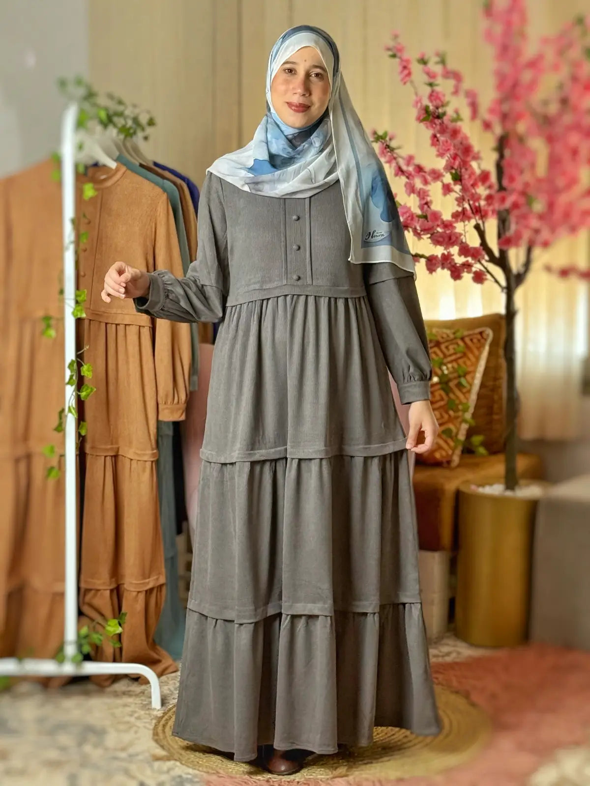 فستان ندى رمادي