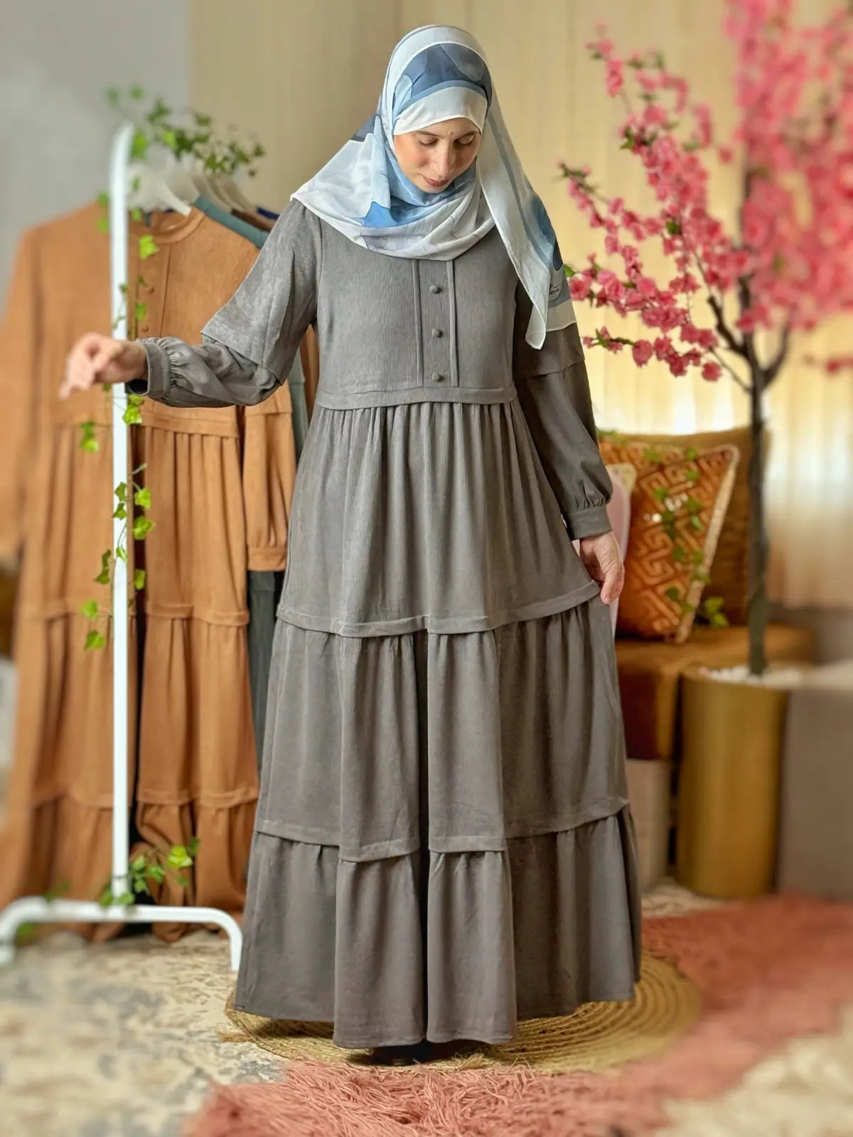 فستان ندى رمادي