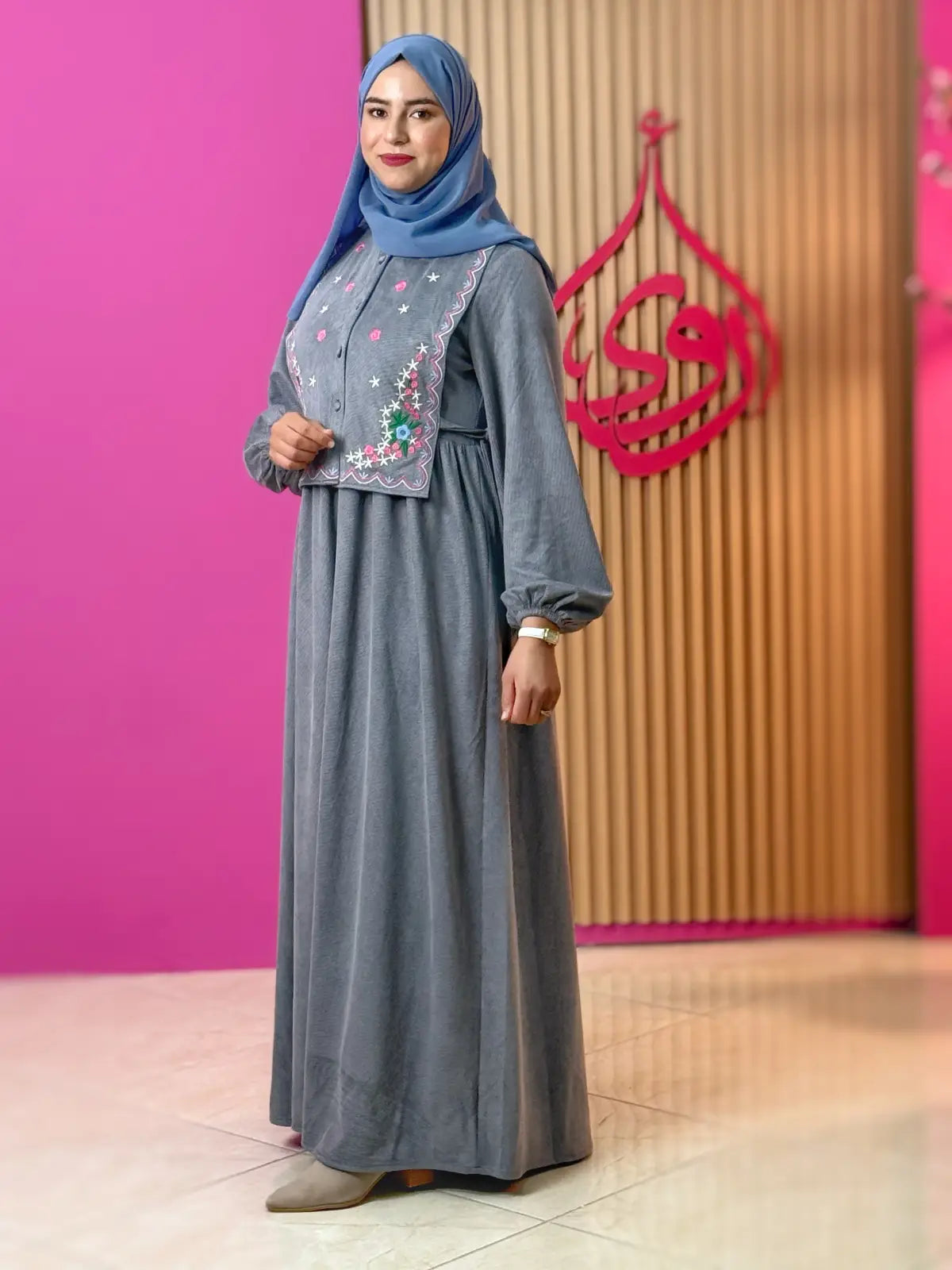 فستان ريمي رمادي