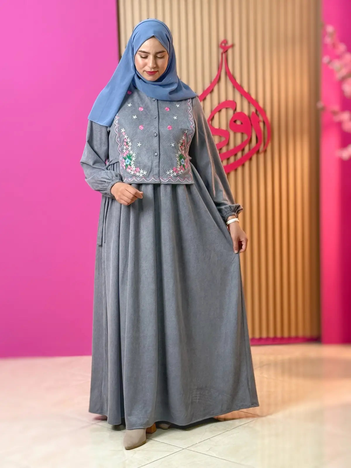 فستان ريمي رمادي