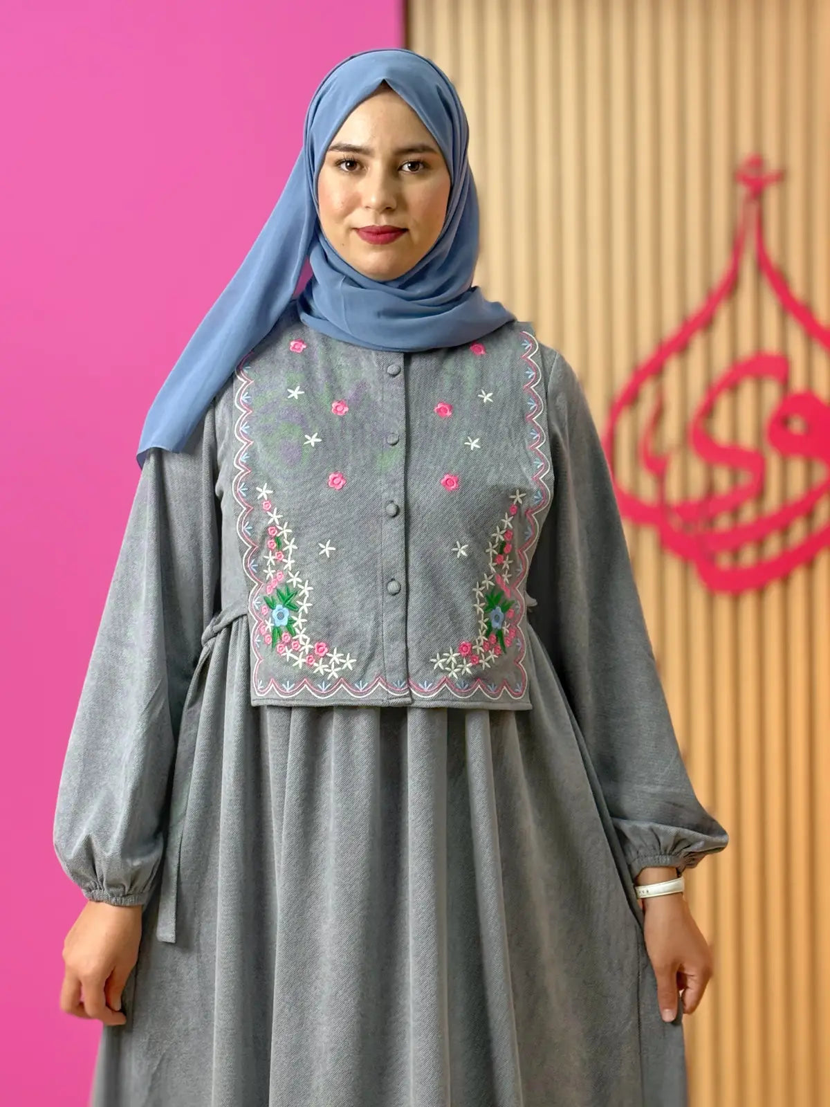 فستان ريمي رمادي