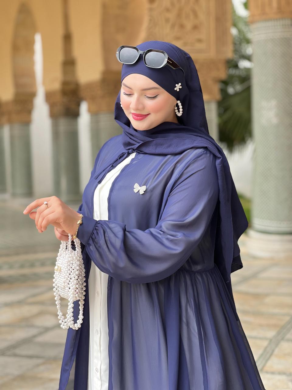 عباية يمامة أزرق أبيض