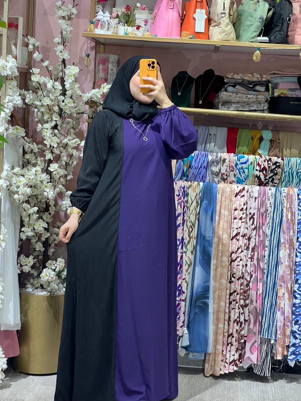 ABAYA BAHAR Mauve Noir